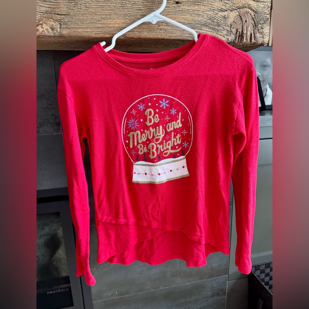 SO Red Long Sleeve Tee Festive Snow Globe Design